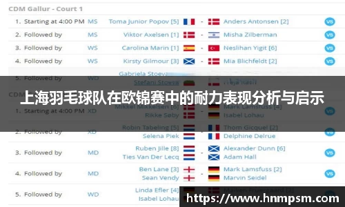 上海羽毛球队在欧锦赛中的耐力表现分析与启示